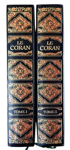 Le Coran Tome Holy Quran Beautiful Leather 2 Volume Book Edition Set - Picture 1 of 3