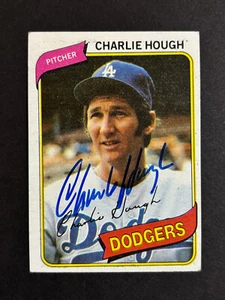 Charlie Hough Dodgers signierte 1980 Topps Baseballkarte #644 Autogramm 1 - Bild 1 von 2