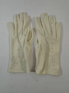 Guantes vintage para mujer talla 7,5-8,5 blancos con cuentas longitud de muñeca nailon Japón U5 - Imagen 1 de 8
