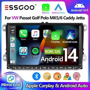 32G For VW GOLF MK5 MK6 9" Carplay BT Car Stereo Radio GPS Android 14 MP5 Player - Picture 1 of 17
