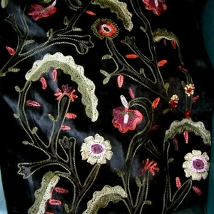 INCREDIBLY LOVELY EMBROIDERED VELVET TABLE RUNNER, SCARF, SHAWL, 72" X 16" - Picture 1 of 12