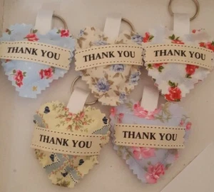 Thank you Heart keyrings- shabby chic- handmade x 20- Blue-Party/wedding favours - Picture 1 of 1