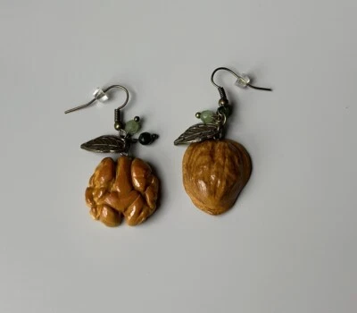 Pendientes artesanales de piedra de ópalo de nogal hechos a mano joyería moda bohemia nuevos Foto 1 de 4