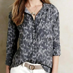 Cloth And Stone Leopard Cheetah Anthropologie Button Down blouse XS Extra Small - Picture 1 of 5