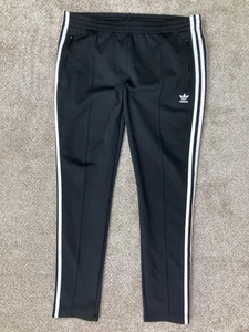 Adidas Sweatpants Womens 18 True 35x30 Black Trefoil 3 White Stripes Track Pants - Picture 1 of 15