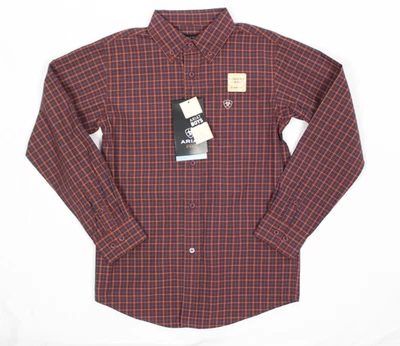 Ariat Boys Pro Pavel Long Sleeve Western Button Shirt Burgundy 10054070 - Image 1 of 4