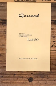 Garrard LAB80 Lab-80 Record Player / Turntable Owners / User Manual *Original* - Picture 1 of 1