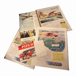 1940er Jahre Piper Flugzeug Werbung; 4 große Seiten und 1 Faltprospekt - Bild 1 von 7