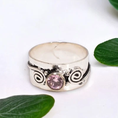 Распродажа в день дружбы кольцо из натурального кунцита коренастое размер 7 серебро 925 пробы - Изображение 1 из 4