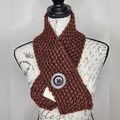 NWT Fossil Chunky Brown Knit Berkeley Scarf with Large Button - Image 1 of 4
