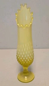 Vintage Vaseline Topaz Hobnail Swung Vase - Picture 1 of 18