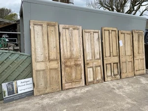 6 x ANTIQUE INTERNAL DOORS - 4 Panel / ANTIQUE PINE - Salvaged / Reclaim Joblot - Picture 1 of 21