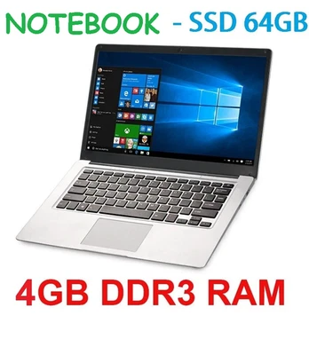 SLIM COMPUTER PORTATILE WINDOWS 10 NOTEBOOK PC LAPTOP SSD INTEL 2 CORE 4gb RAM - Immagine 1 di 4