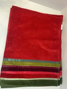 Set Of 7 Crate And Barrel Rosetti Velvet Red Green Striped Christmas Placemats - Picture 1 of 2