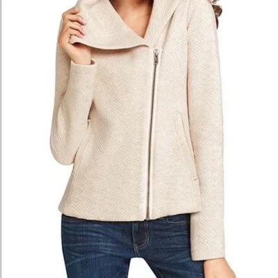 Chaqueta de Moto Para Mujer Cabi Cream Ryder Acolchada Asimétrica Cremallera Cuello Talla XL Foto 1 de 4