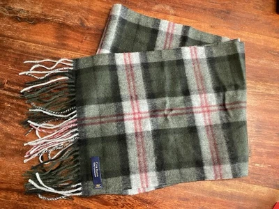 "Bufanda unisex 100 % cachemir a cuadros para habitación club, 68"" con flecos X 12""" Foto 1 de 4