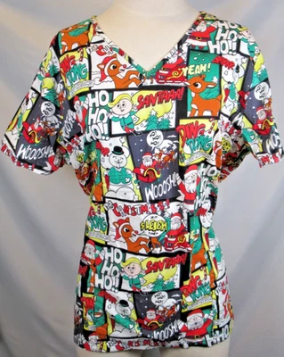 Blusa Médica Unisex Para Hombres Mujeres Rudolph La Nariz Roja Reno L Grande Tira Cómica Foto 1 de 4
