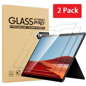 For Microsoft Surface Pro 11/10/9/8/7/6/X 2 Pack-Tempered Glass Screen Protector - Picture 1 of 6