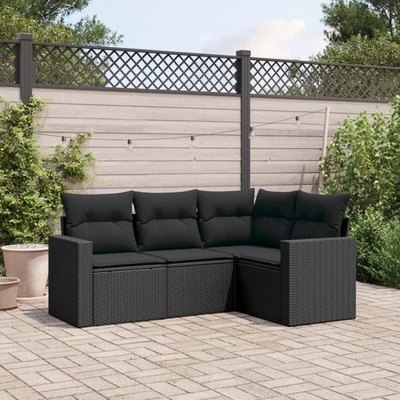 Garten Sofagarnitur Kissen Gartenmöbel Lounge Sofa Sitzgruppe Poly Rattan vidaXL - Bild 1 von 4