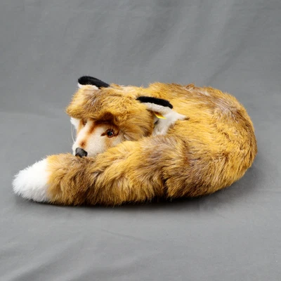 Steiff Fuzzy Fox Plush 1542/35 Vintage Laying Down 14 inches Wide Button in Ear - Image 1 of 4