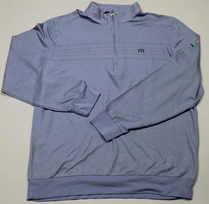 TravisMathew Pullover Mens XL Blue 1/4 Zip Golf Sweater 1900 Embroidery Logo - Picture 1 of 9