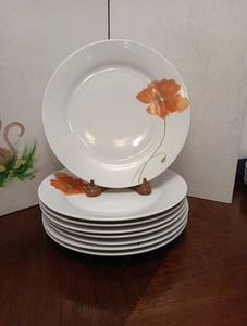 (8) CORSICA Dinner Plates 'POPPY' Floral 10.25" - Picture 1 of 8