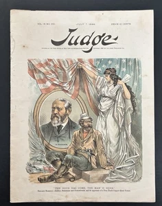 JUDGE MAGAZINE JULY 7, 1888 - HUMOR & SATIRE - GREAT ILLUSTRATIONS - Picture 1 of 9