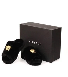 BNWT Women’s Versace La Medusa Icon Faux Fur Slippers Size 39 $550 Retail 9 us - Picture 1 of 18