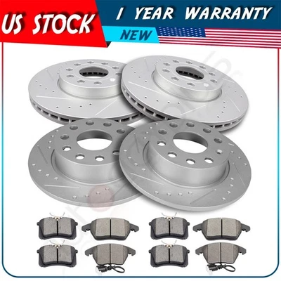 Front And Rear Brake Rotors & Ceramic Pads For 2012-13 2015-16 Volkswagen Jetta Foto 1 de 4