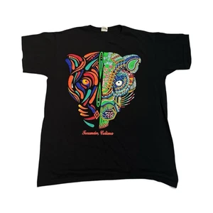Mexiko Herren Grafik T-Shirt Gr. Large Jaguar Tiger Print Schwarz Kurzarm - Bild 1 von 2