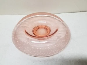 ROSA DEPRESSION GLAS GEROLLTER RAND FLORALES DESIGN KONSOLE SCHÜSSEL SCHALE 10" - Bild 1 von 6