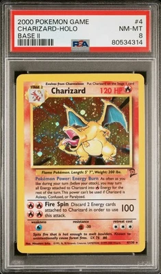 2000 Pokémon Base Set 2 Charizard #4 English 4/130 - PSA 8 NM-MT w/ Sick Swirl🌀 - Image 1 of 4