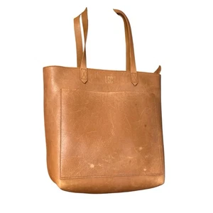 Vtg J Crew Madewell Leather Tote Bag Monogram Leather Zip 12 X 10 X 6 Boho - Picture 1 of 21