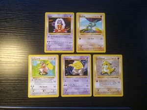 Lotto Pokemon Base Shadowless 5X Machop Jynx Sandshrew Drowzee Farfetch'd spedizione gratuita - Foto 1 di 2