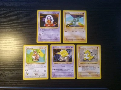 Pokemon Base Shadowless Lot 5X Machop Jynx Sandshrew Drowzee Farfetch'd Free Shp - Image 1 of 2