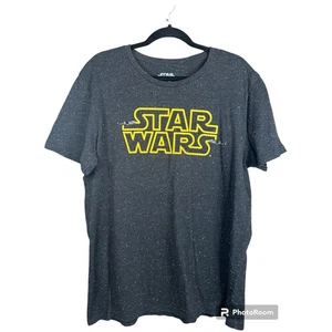 Grau Weiß Gesprenkelt Galaxy Star Wars T-Shirt Schwarz Gelb Kurzarm Gr. XL - Bild 1 von 5