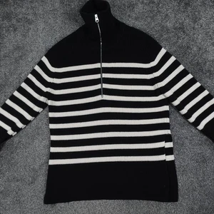 Jersey Arket Grueso Tejido 1/4 Cremallera Talla Pequeña Para Mujer Rayas Lana Mezcla Algodón - Imagen 1 de 16