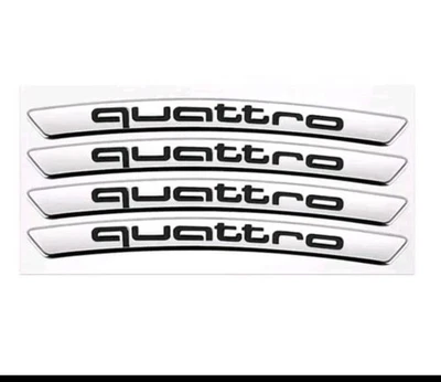 4 x S Quattro Emblem Logo  Felgen Aufkleber Sticker 90mm x 7,5mm Silber NEW - Bild 1 von 3