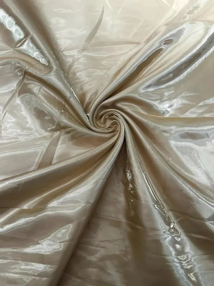 Khaki Liquid Glossy Bridal Satin Fabric Shiny Luxurious, Drapes Beautifully - Image 1 of 1