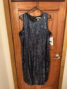 Mark & John by Gopal NWT Sleeveless Sequin Shift Coctail Mini Dress Size 16 - Picture 1 of 3