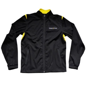 Men Black Rugby Jacket Full Zip Front Pockets Polyester Guinness Harp Logo - Picture 1 of 5