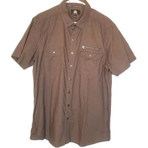 Rock and Republic Collared Button Up Short Sleeved Cotton DK Gray Shirt size XL - Picture 1 of 7