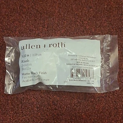 NEW allen + roth Matte Black Finish Round Cabinet Knob 1.22 in Z772B-31-DBK - Image 1 of 4