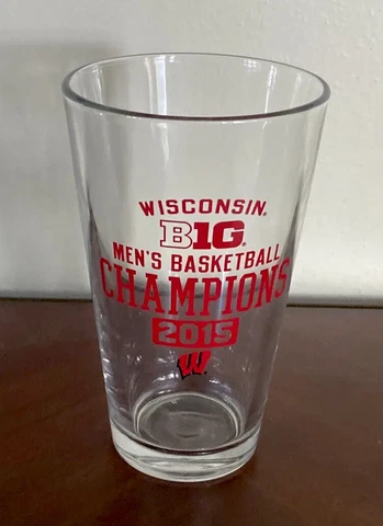 WISCONSIN BADGERS NCAA Men's Basketball 2015 Big 10 Ten Champions Glass Pint Cover