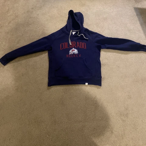Men's Fanatics Branded Navy Colorado Avalanche Banner Wave Logo Pullover Hoodie Cover