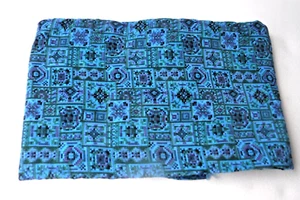 Vtg~Blues~Purples~Green~Tiki~Fine Corduroy Fabric 38" x 72"~Craft~Sewing~Quilt - Picture 1 of 8