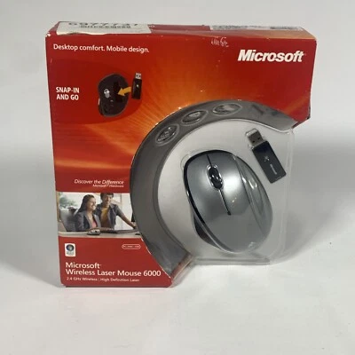 NEW Microsoft Wireless Laser Mouse 6000 2.4 GHz High Definition Mobile - Image 1 of 4