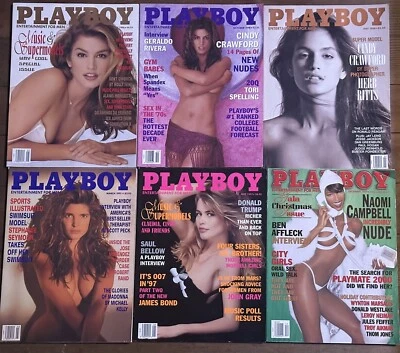PLAYBOY Magazine Lot Of 6 SUPERMODELS ~Cindy Crawford, Seymour, Claudia, Naomi - Image 1 of 4