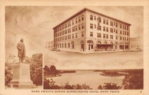 Mark Twain's Shrine Hotel Mark Twain Multi Views Hannibal,MO 1920's Postcard - Picture 1 of 2