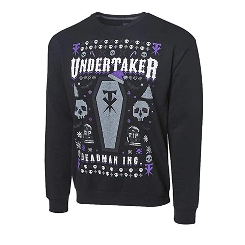 Undertaker Deadman WWE Authentic Christmas Black Ugly Sweater  2XL Cover